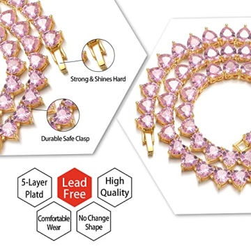 Feel Style Heart Tennis Necklace - 18K Gold Plated