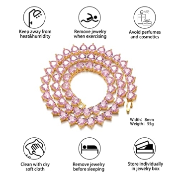 Feel Style Heart Tennis Necklace - 18K Gold Plated