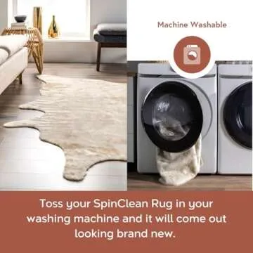 nuLOOM Marcia Machine Washable Faux Cowhide Area Rug, Shaped 3'10"x5', Off-White