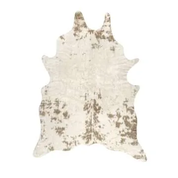 nuLOOM Marcia Machine Washable Faux Cowhide Area Rug, Shaped 3'10"x5', Off-White