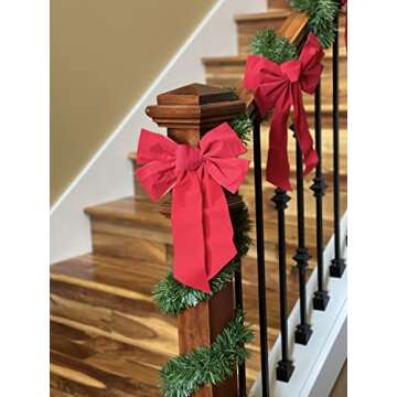 DuraCasa Red Velvet Christmas Wreath Bows 10 Pack - 9" W X 13" L - Holiday Bows Christmas Decoration...