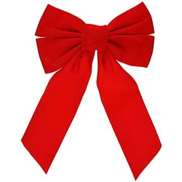 DuraCasa Red Velvet Christmas Wreath Bows 10 Pack - 9" W X 13" L - Holiday Bows Christmas Decorations - Holiday Decor for Outdoor or Indoor Use - Ideal for Christmas Garland, Large Gifts and Parties