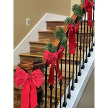 DuraCasa Red Velvet Christmas Wreath Bows 10 Pack - 9" W X 13" L - Holiday Bows Christmas Decorations - Holiday Decor for Outdoor or Indoor Use - Ideal for Christmas Garland, Large Gifts and Parties