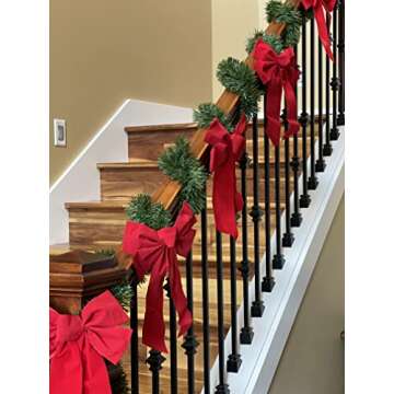 DuraCasa Red Velvet Christmas Wreath Bows 10 Pack - 9" W X 13" L - Holiday Bows Christmas Decorations - Holiday Decor for Outdoor or Indoor Use - Ideal for Christmas Garland, Large Gifts and Parties