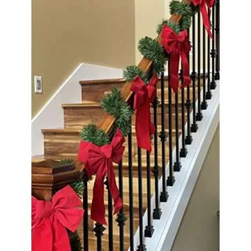 DuraCasa Red Velvet Christmas Wreath Bows 10 Pack - 9" W X 13" L - Holiday Bows Christmas Decorations - Holiday Decor for Outdoor or Indoor Use - Ideal for Christmas Garland, Large Gifts and Parties