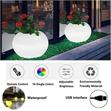 Enhance Your Home Decor with a Waterproof LED Colorful Flower Pot - Perfect for Indoor and Outdoor Plants, with Remote Control.