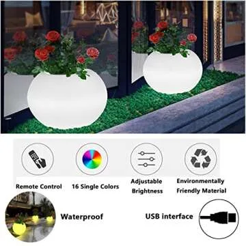 Enhance Your Home Decor with a Waterproof LED Colorful Flower Pot - Perfect for Indoor and Outdoor Plants, with Remote Control.