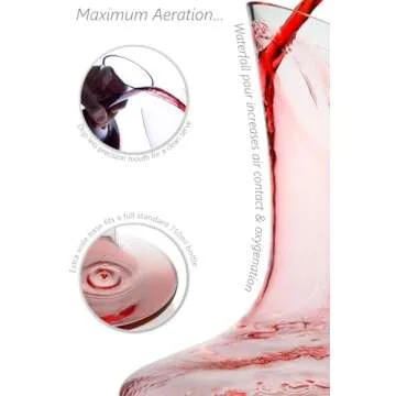 Wine Decanter & Accessories (Cork Stopper + Cleaning Beads) - 100% Lead-Free Crystal Wine Carafe –...