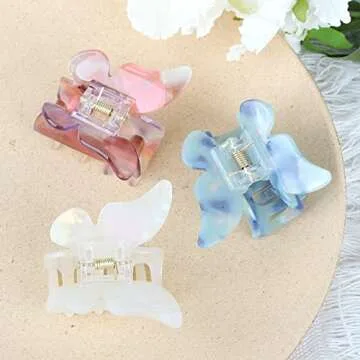 NAISIER 3 Pack Butterfly Hair Clips - Tortoise Shell Design Hair Accessories for Women and Girls