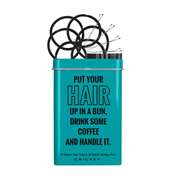 Cricket Hair Accessories Handle It Tin - 25 Non Metal Hair Ties & 30 Bobby Pins in a Chic Reusable M...