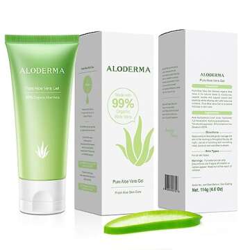 Aloderma 99% Organic Aloe Vera Gel for Face Made within 12 Hours of Harvest - Natural Hydrating Pure...