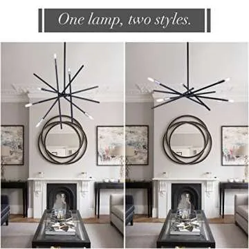 VILUXY Modern Chandelier 6 Lights Black Mid Century