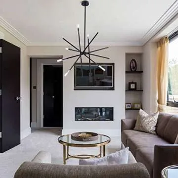 VILUXY Modern Chandelier 6 Lights Black Mid Century