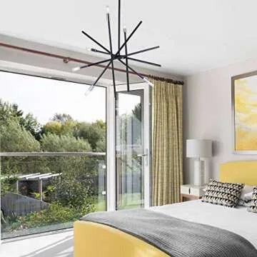 VILUXY Modern Chandelier 6 Lights Black Mid Century