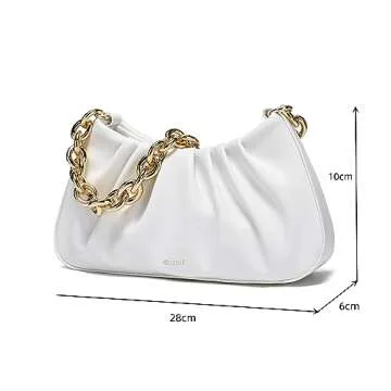 JOLLQUE Shoulder Bag for Women,Small Leather Dumpling Bags Handbag Purse,Gold Chain Evening Clutch P...
