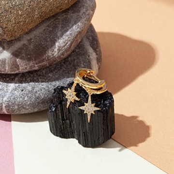 PAVOI 14K Gold Star Huggie Earrings - Stylish & Sustainable