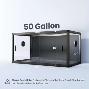 Phailozoo 50 Gallon Bearded Dragon Tank - Front Opening Reptile Enclosure, Easy Maintenance 36''x18'...