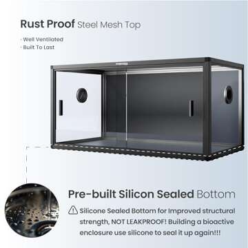 Phailozoo 50 Gallon Bearded Dragon Tank for Easy Setup