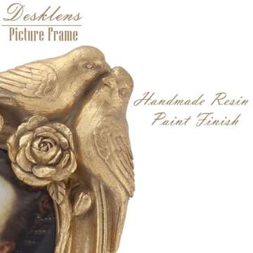 Desklens Gold Vintage Picture Frame 4x6 inch, Oval Antique Ornate Picture Frame, Victorian Retro Decorative Photo Frame for Tabletop Wall Haning, Home Decor Frame, Gift Ideas