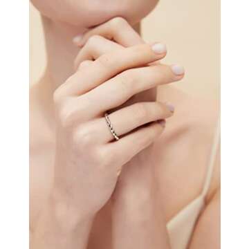 EAMTI 925 Sterling Silver Ring 2mm Stacking Twist Rope Ring Engagement Wedding Band 7