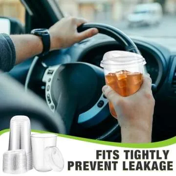 Ziliny 50 Sets Clear Plastic Coffee Cups with Sip Lids, Disposable Clear Pet Cups for Iced Coffee, Smoothie, Cold Beverage, Plastic Crystal Cups for Coffee Shops and Party Catering(Clear,16 oz)