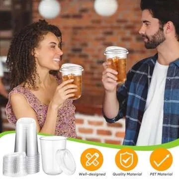 Ziliny 50 Sets Clear Plastic Coffee Cups with Sip Lids, Disposable Clear Pet Cups for Iced Coffee, Smoothie, Cold Beverage, Plastic Crystal Cups for Coffee Shops and Party Catering(Clear,16 oz)