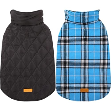 Kuoser Reversible Warm Dog Coat – Waterproof Plaid Jacket