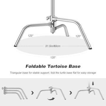 Soonpho Heavy Duty C-Stand Kit,Stainless Steel Photography Light Stand,Adjustable 5-10.8 feet Sturdy...
