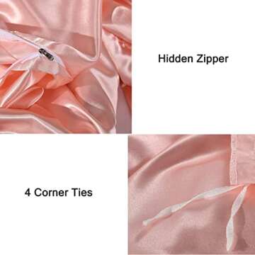 Duvet Cover Silky Satin Luxury Royal Hotel Silk Like Pink Satin Bedding Set 1 Duvet Cover 2 Pillowcases (A-Pink, Queen)