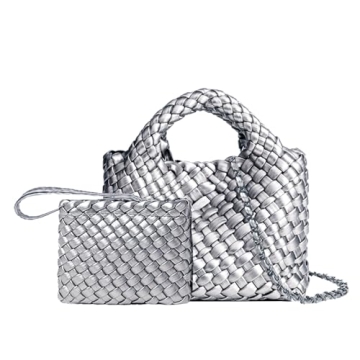 OUYGZOU Woven Bag for Women with Coin Purse Fashion Handbag Female Shoulder Bag Foldable Chain Small...