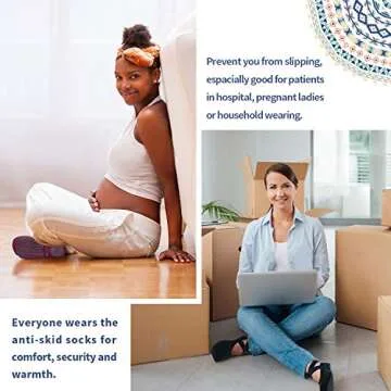 Ozaiic Non Slip Socks for Yoga Pilates Barre Fitness Hospital Socks for Women (4 Pairs - Black/Navy/D.gray/Burgundy)