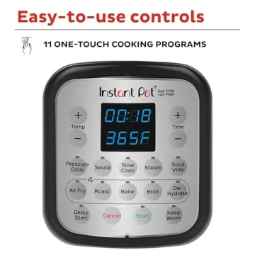 Instant Pot Duo Crisp 11-in-1 Air Fryer and Electric Pressure Cooker Combo with Multicooker Lids that Fries, Steams, Slow Cooks, Dehydrates,Free App With Over 800 Recipes, Black/Stainless Steel, 8QT