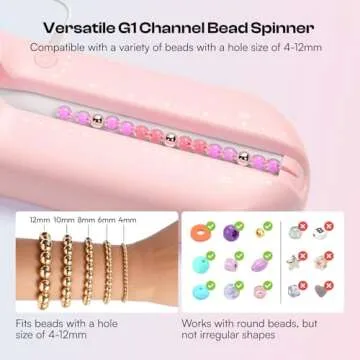 Caydo Bead Spinner with Bead Board, G1 Electric Channel Bracelet Spinner for Bracelets Designing and Making, Suitable for Clay Beads, Pony Beads, Seed Beads & Round Beads