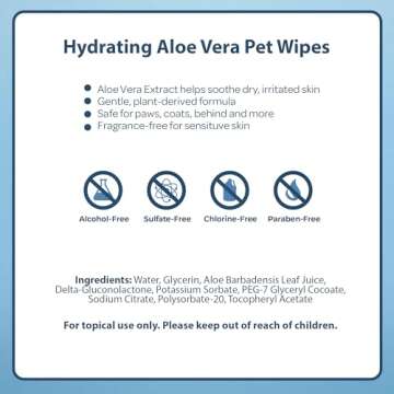 Best Pet Supplies Pet Wipes for Dogs - Dog Wipes Cleaning Deodorizing, for Coats, Ears, Paws - Hydrating, Aloe Vera