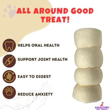 Amazing Dog Treats - Beef Cheek Rolls (Mega Thick 5-6" - 4 Pcs) - Safe Rawhide Alternative Dog Chew - Great for Power Chewers - Long Lasting Dog Chew - Retriever Rolls for Dogs