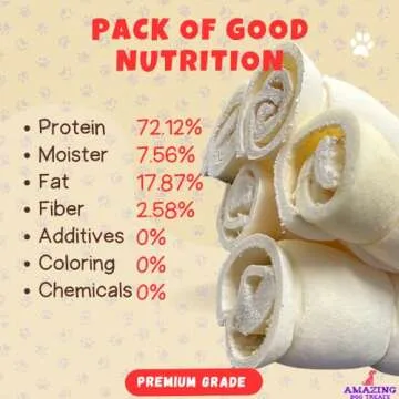 Amazing Dog Treats - Beef Cheek Rolls (Mega Thick 5-6" - 4 Pcs) - Safe Rawhide Alternative Dog Chew - Great for Power Chewers - Long Lasting Dog Chew - Retriever Rolls for Dogs