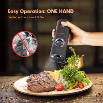 SIMPLETASTE Electric Salt and Pepper Grinder Set, One-Handed, Battery Powered, Adjustable Coarseness...