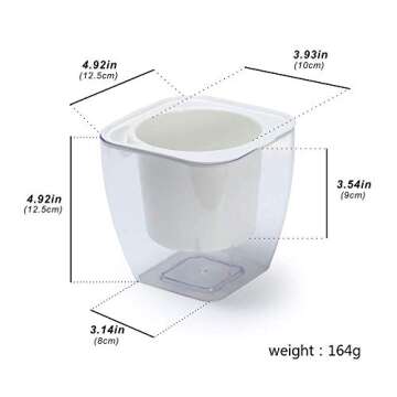 FENGZHITAO Self-Watering Planter, Clear Plastic Automatic-Watering Planter Flower Pot Square-Plant-Pot for All Plants, Succulents, Herb, African Violets, Flowers (3 Pack Medium)