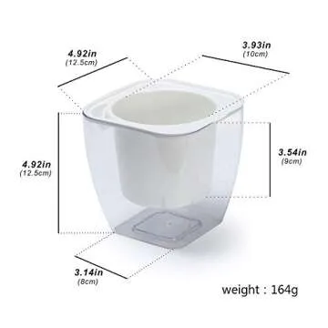 FENGZHITAO Self-Watering Planter, Clear Plastic Automatic-Watering Planter Flower Pot Square-Plant-Pot for All Plants, Succulents, Herb, African Violets, Flowers (3 Pack Medium)