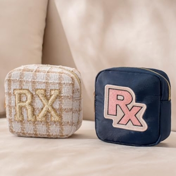 Stylish Checkered Chenille Letter Cosmetic Bag for Women