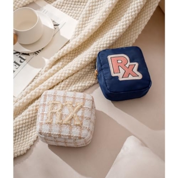 Stylish Checkered Chenille Letter Cosmetic Bag for Women