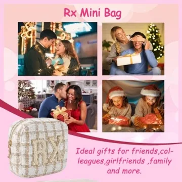 Stylish Checkered Chenille Letter Cosmetic Bag for Women