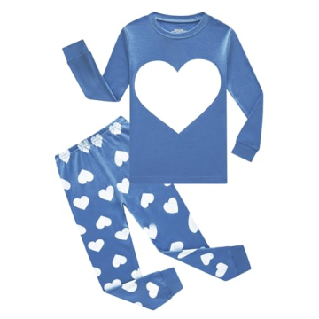 Little bety Boys Cotton Pajamas Long Sleeve Toddler Boys Love Pjs Kids Sleepwear 4T Blue