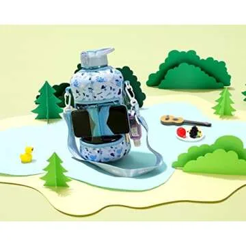 H2O Capsule 2.2L Half Gallon Water Bottle with Storage Sleeve and straw lid– BPA Free Large Water Bottle/2.2 Liter (74 Ounce) Big Sports Bottle Jug with Handle (Blue Pebbles)