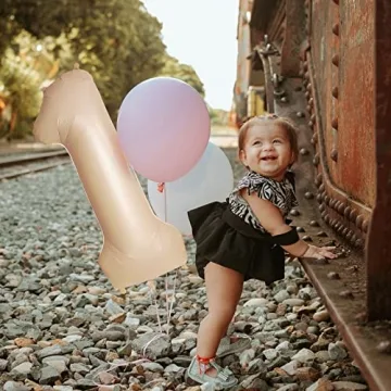 Number 2 Retro Apricot Balloon for First Birthdays