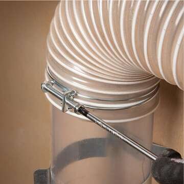 POWERTEC 70101 4 Inch Double Wire Hose Clamp with bolt, Adjustable Hose Clamps for Dust Collector, Dust Collection Hose and Dryer Vent Hose, Pipe Clamp, Worm Gear Clamp, 5 pack (Color May Vary)