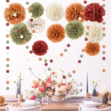 NICROLANDEE Fall Decorations - 15 PCS Autumn Pom Poms Decor