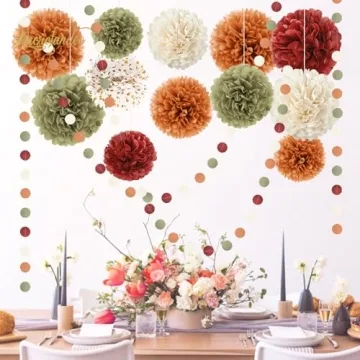 NICROLANDEE Fall Decorations - 15 PCS Autumn Pom Poms Decor