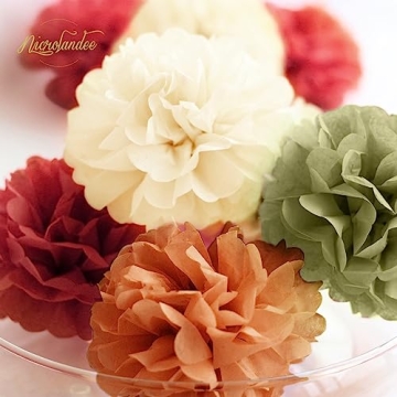 NICROLANDEE Fall Decorations - 15 PCS Autumn Pom Poms Decor