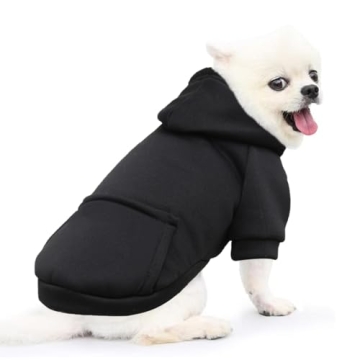 Jecikelon Winter Dog Hoodie with Pockets - Black XX-Small